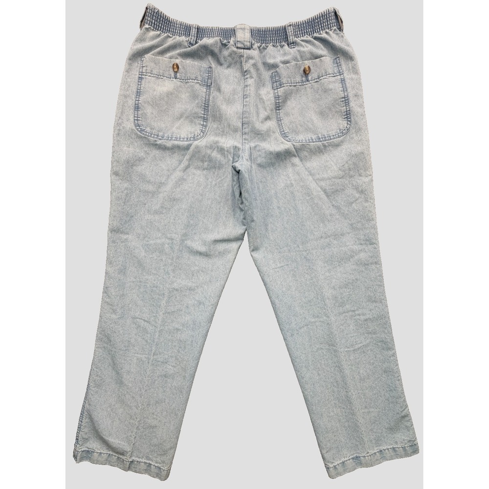 David Taylor Elastic Waist Denim Pants Light Wash Casual Blue Jeans | Mens 36x30 - Picture 10 of 13